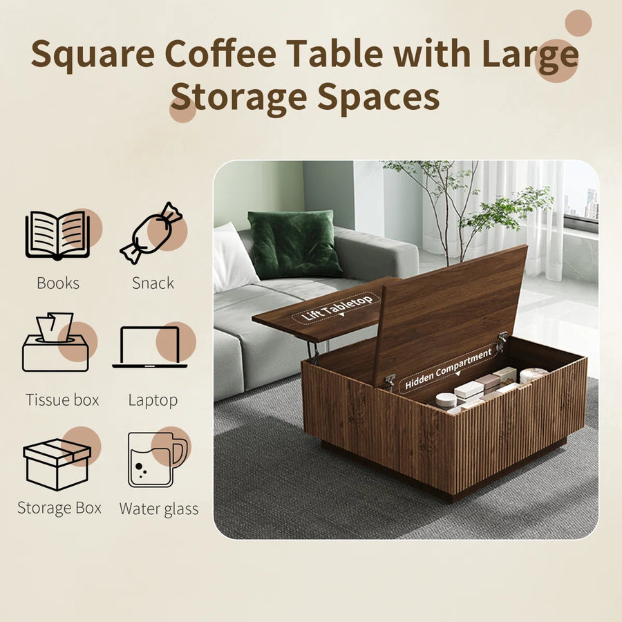Aria 31.5" Farmhouse Lift-Top Coffee Table with Storage, image 3