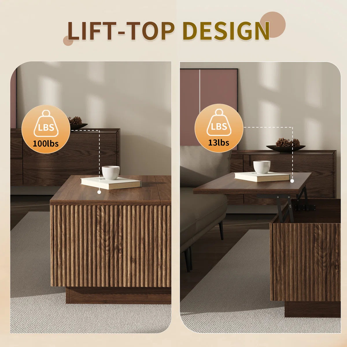 Aria 31.5" Farmhouse Lift-Top Coffee Table with Storage, image 4