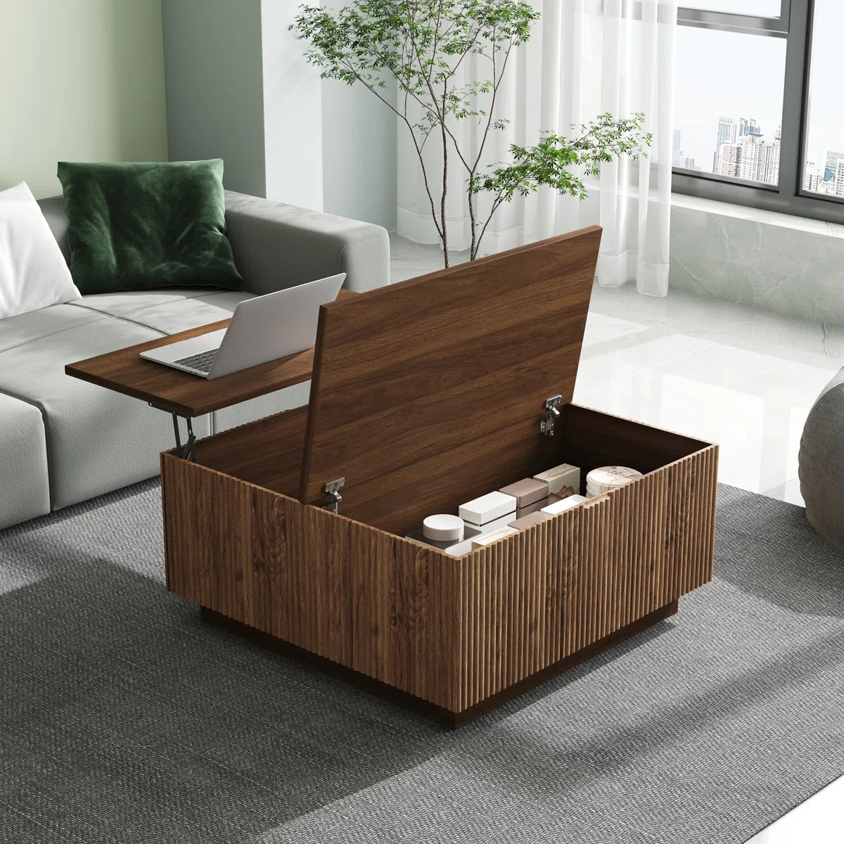 Aria 31.5" Farmhouse Lift-Top Coffee Table with Storage, image 6