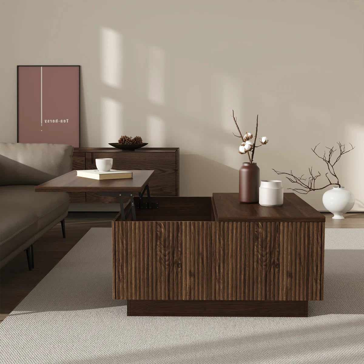 Aria 31.5" Farmhouse Lift-Top Coffee Table with Storage, image 9
