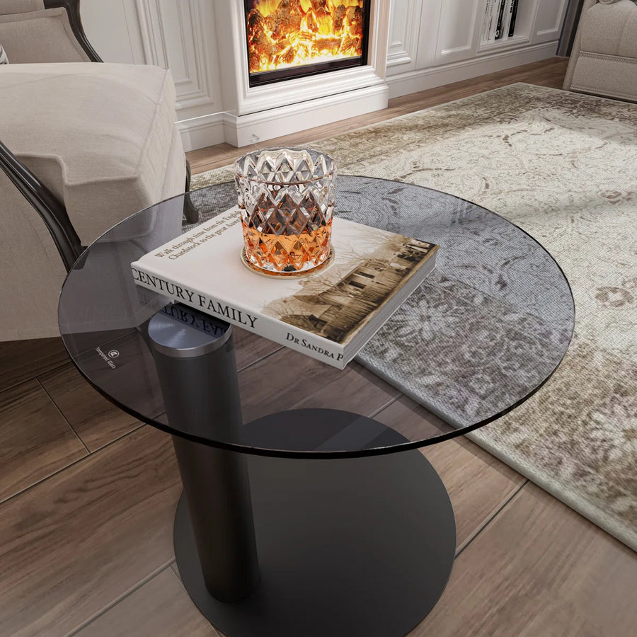 AuraNest Modern Round Coffee Table Set with Glass Top, Hidden Storage & Fluted Wooden Base | Nesting Center Tables for Living Room, image 11