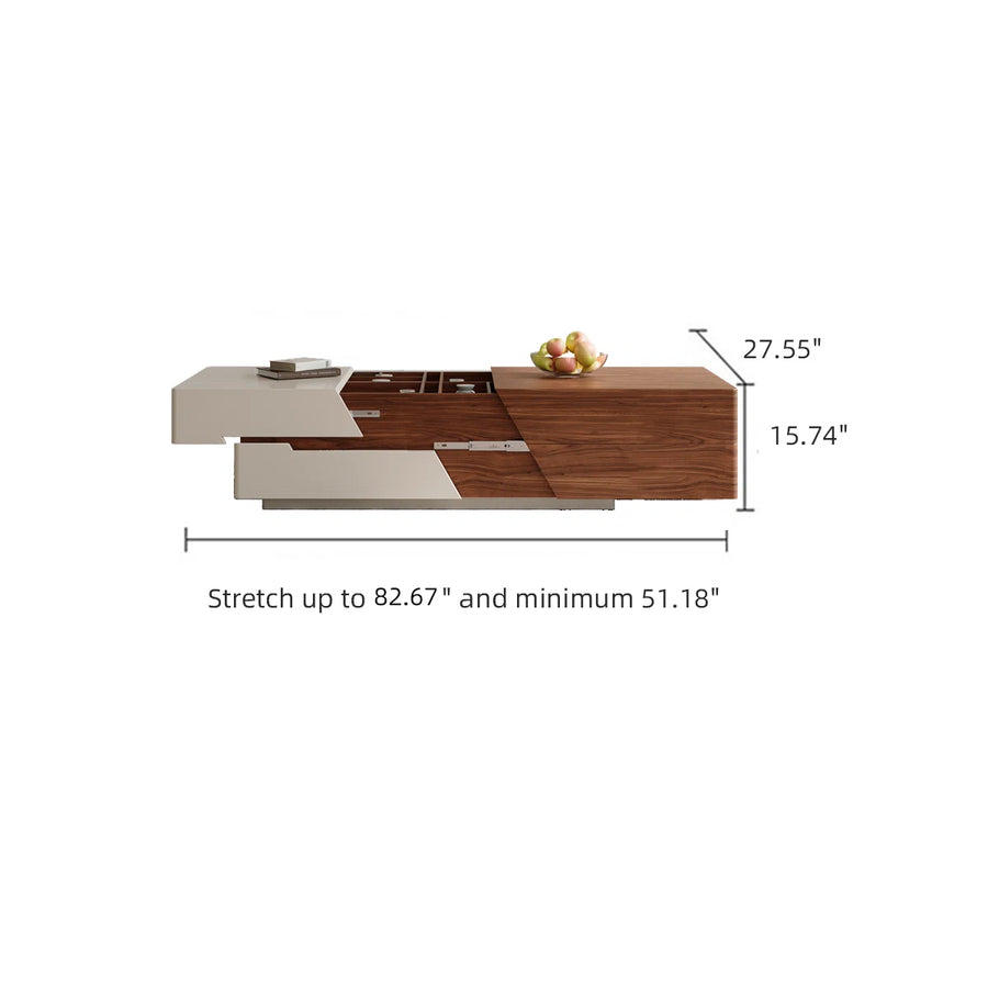 FlexNest Extendable Coffee Table with Hidden Storage & Drawers | Modern Wooden Center Table for Living Room, image 3