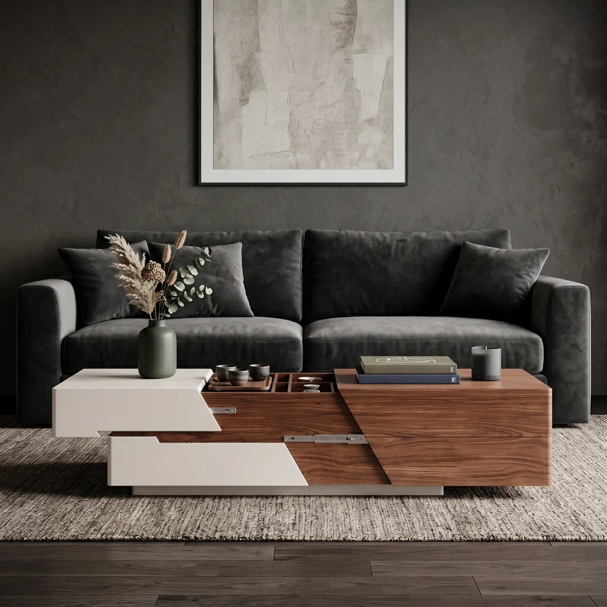 FlexNest Extendable Coffee Table with Hidden Storage & Drawers | Modern Wooden Center Table for Living Room, image 11