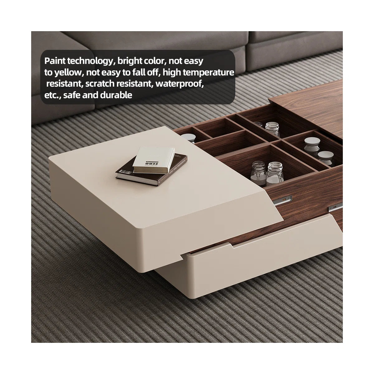 FlexNest Extendable Coffee Table with Hidden Storage & Drawers | Modern Wooden Center Table for Living Room, image 12