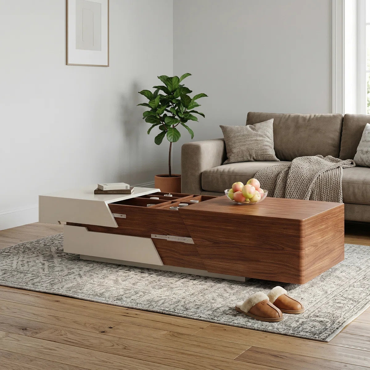 FlexNest Extendable Coffee Table with Hidden Storage & Drawers | Modern Wooden Center Table for Living Room, image 13