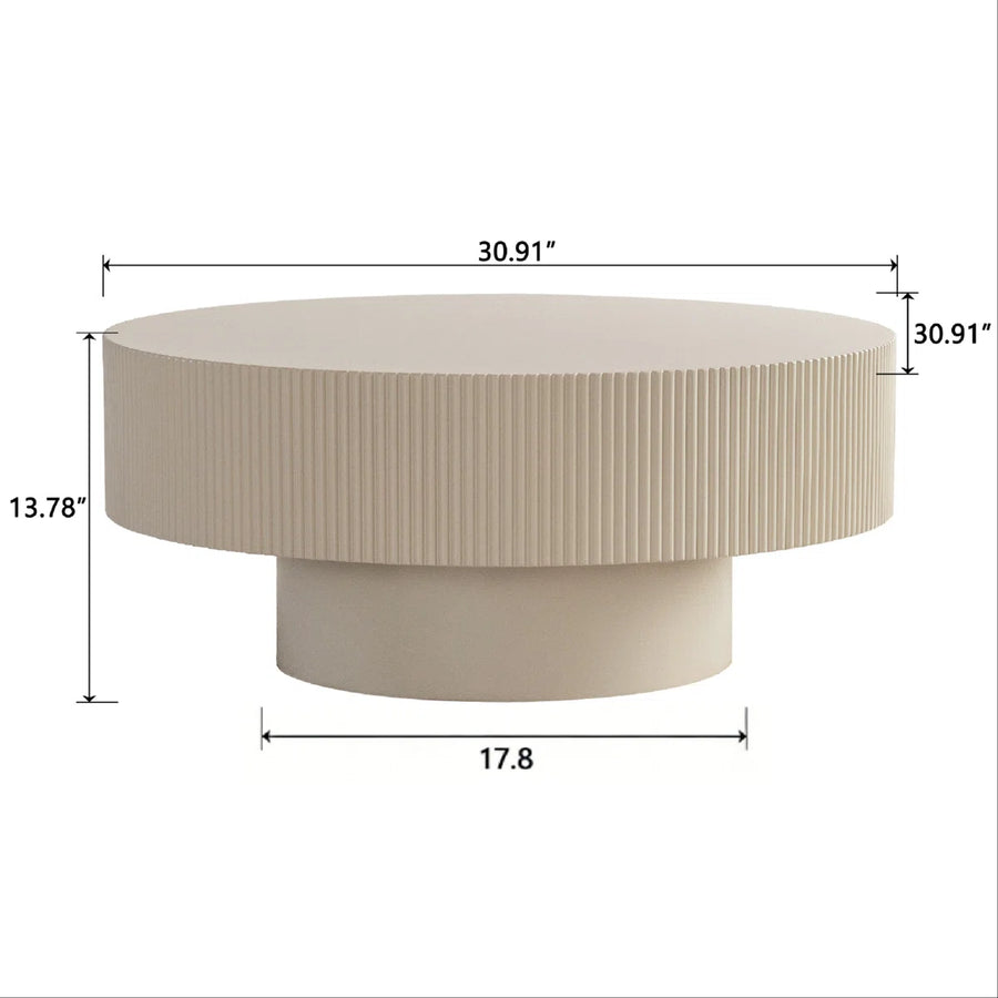 NovaGroove Modern Round Coffee Table with Fluted Base | Wooden Center Table for Living Room, image 2