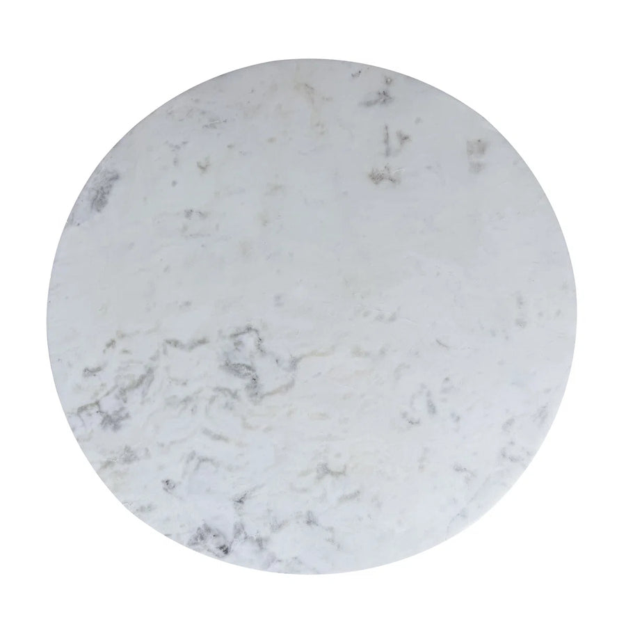 Mara Dining Table | 30 Inch Round White Genuine Marble Top | Black Metal Tulip Pedestal Base, image 2