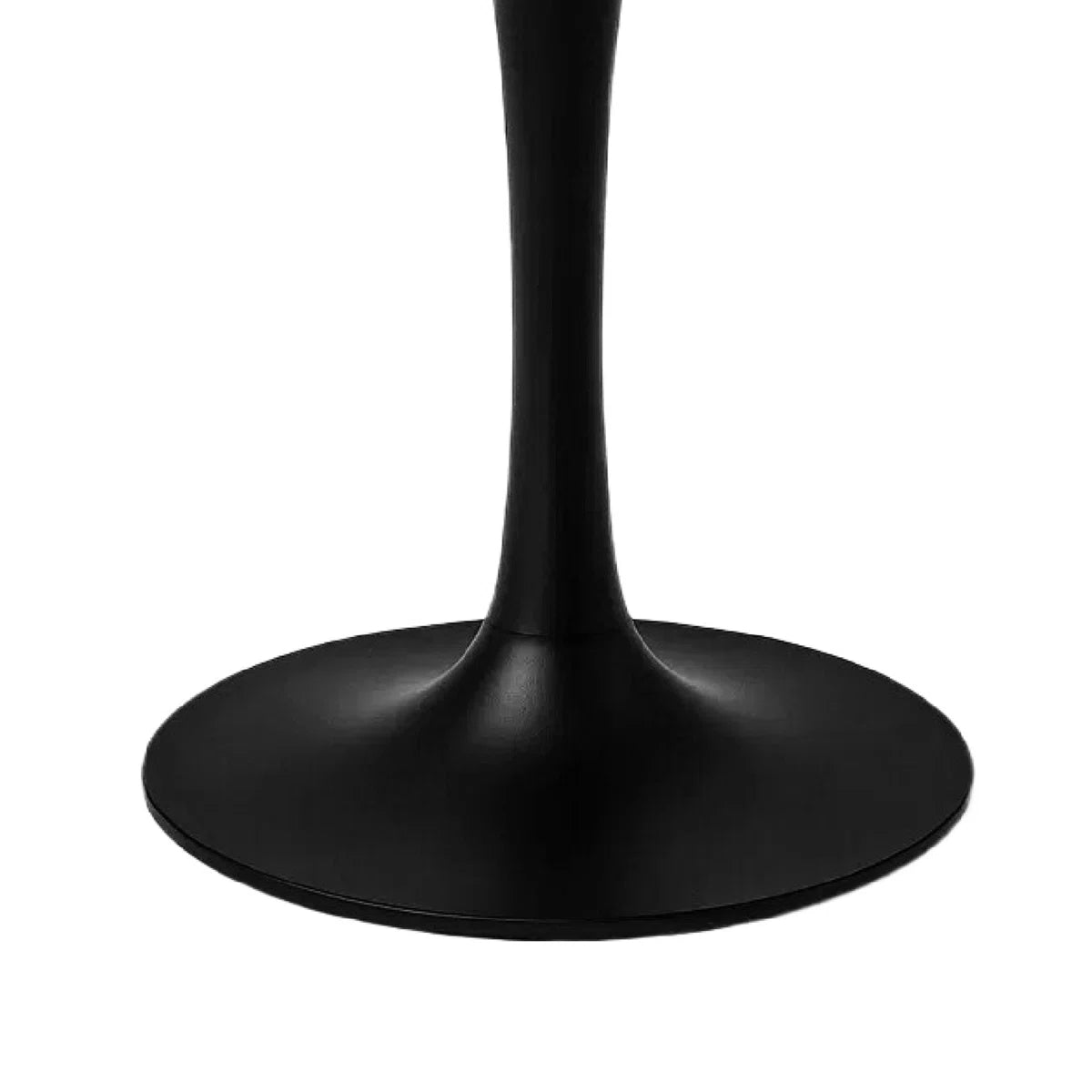Mara Dining Table | 30 Inch Round White Genuine Marble Top | Black Metal Tulip Pedestal Base, image 4