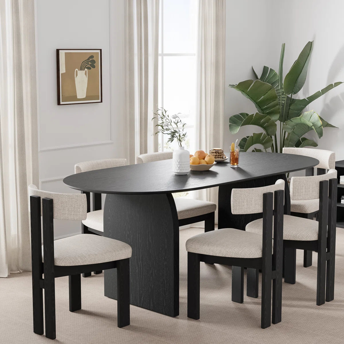 Oval Wood Dining Table Double Pedestal Kitchen Table, image 8
