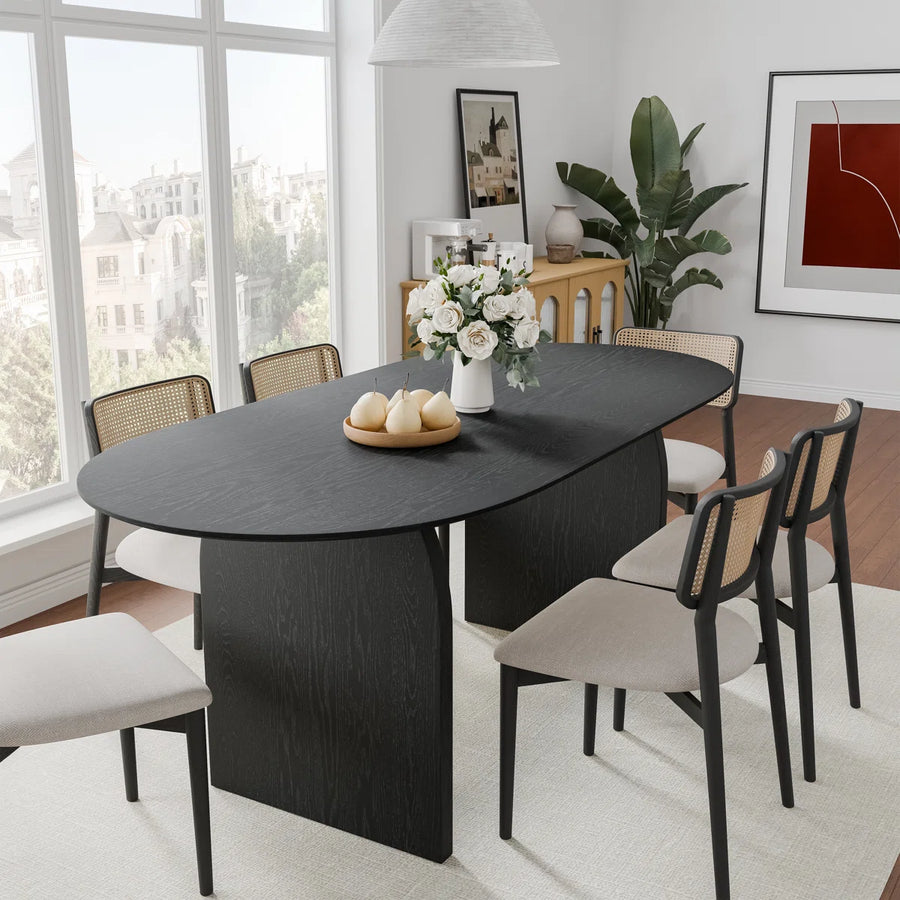 Oval Wood Dining Table Double Pedestal Kitchen Table, image 10