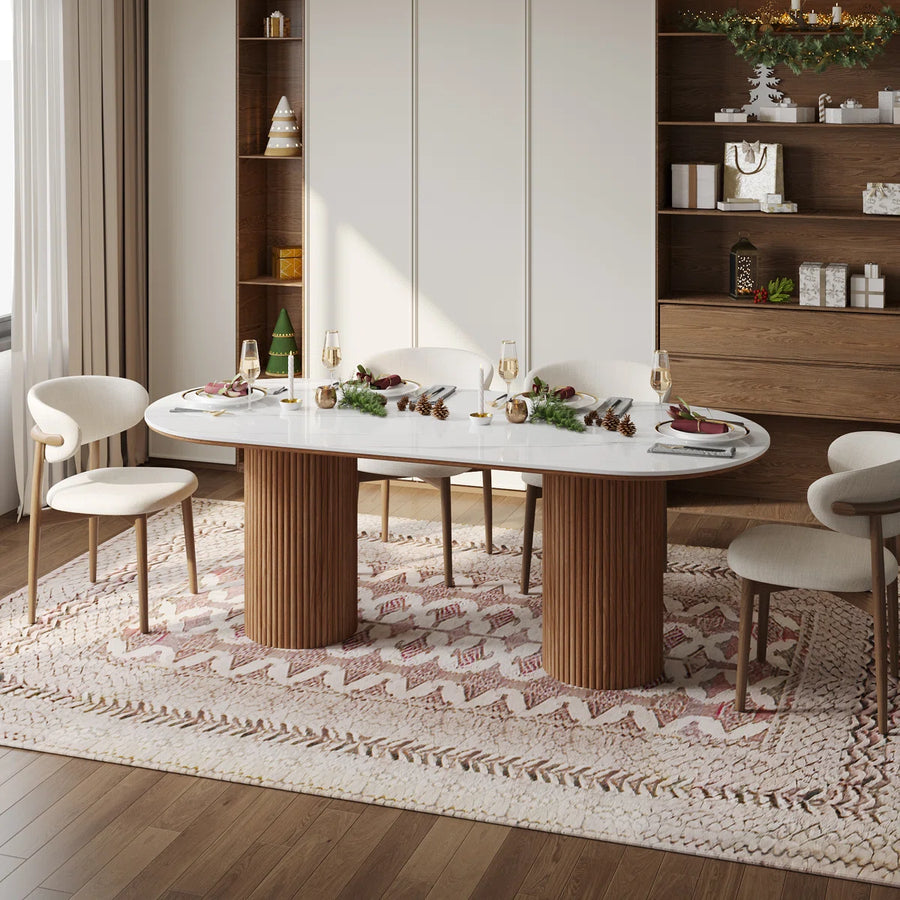 Caro Modern Oval Dining Table with Fluted Base