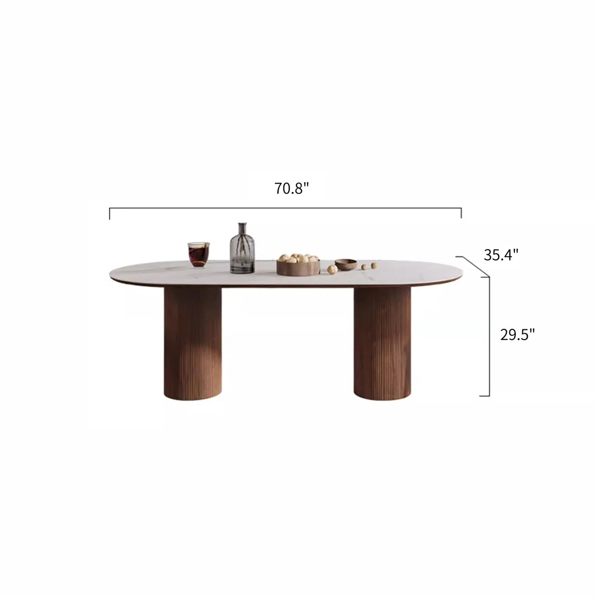 Caro Modern Oval Dining Table with Fluted Base, image 2