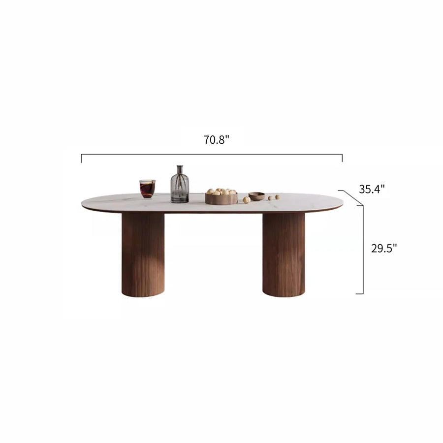 Caro Modern Oval Dining Table with Fluted Base, image 2