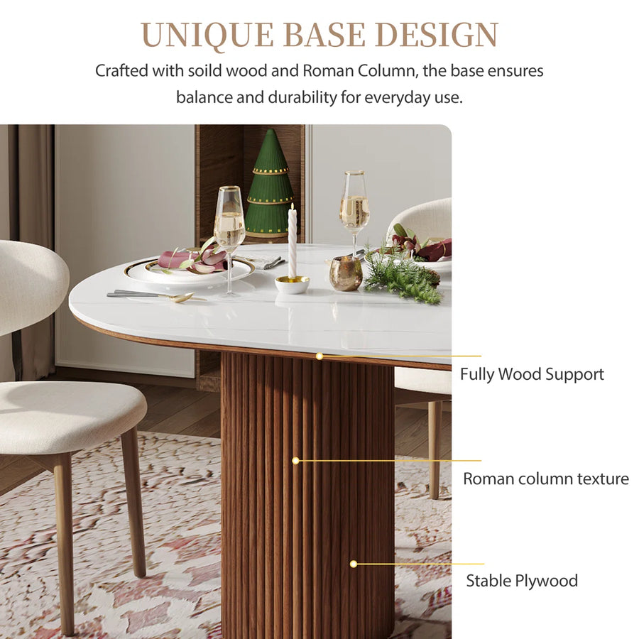 Caro Modern Oval Dining Table with Fluted Base, image 4