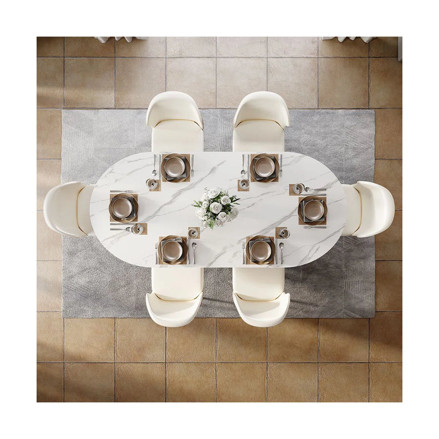 Caro Modern Oval Dining Table with Fluted Base, image 6