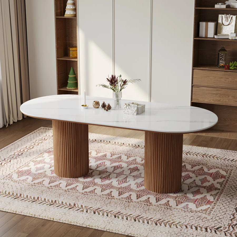 Caro Modern Oval Dining Table with Fluted Base, image 7