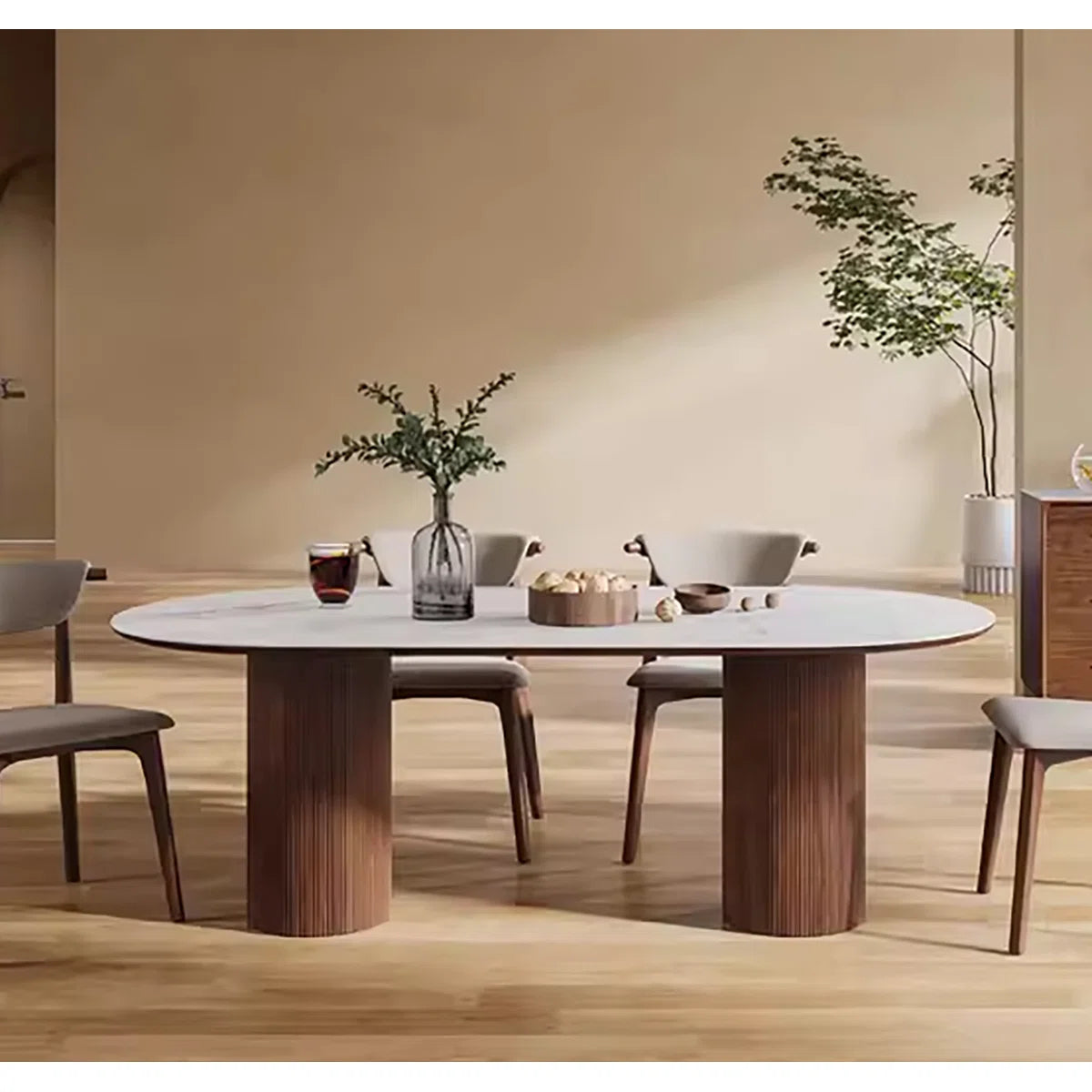 Caro Modern Oval Dining Table with Fluted Base, image 8