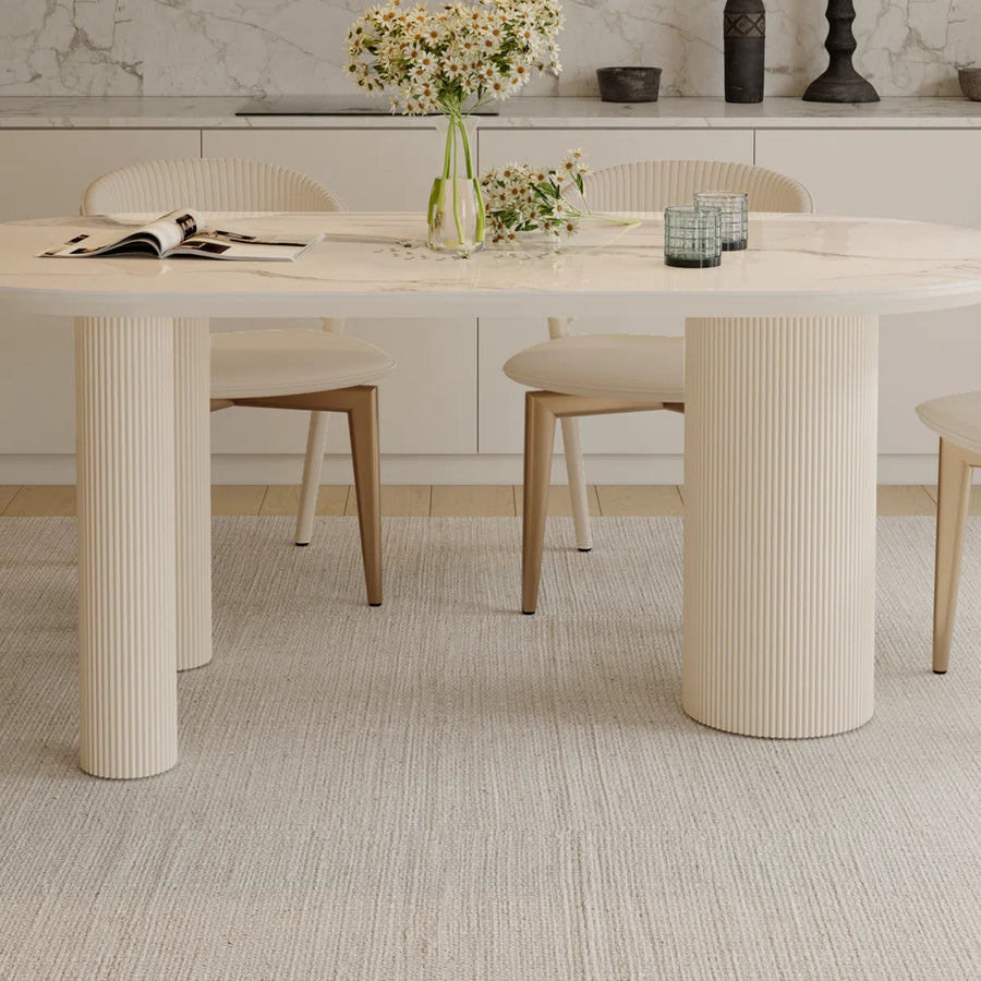 Mira Modern Oval Dining Table | 6 Seater Marble-Inspired Table