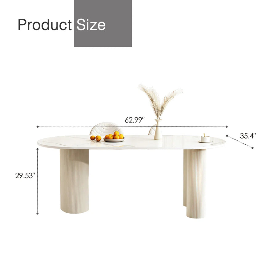 Mira Modern Oval Dining Table | 6 Seater Marble-Inspired Table, image 3