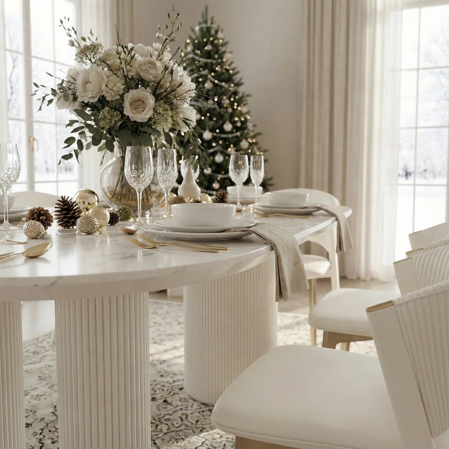 Mira Modern Oval Dining Table | 6 Seater Marble-Inspired Table, image 5