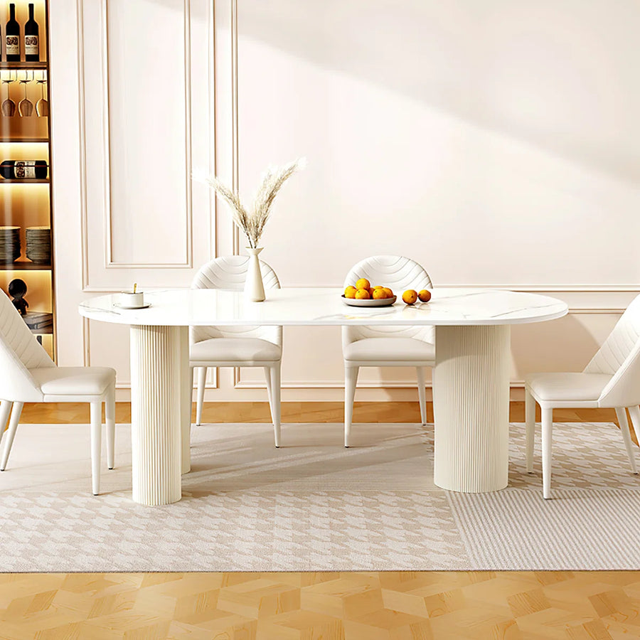 Mira Modern Oval Dining Table | 6 Seater Marble-Inspired Table, image 6