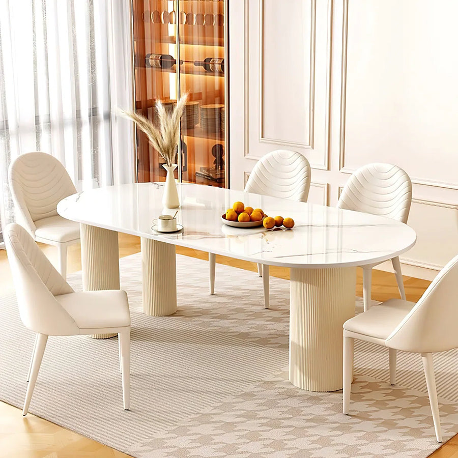 Mira Modern Oval Dining Table | 6 Seater Marble-Inspired Table, image 7