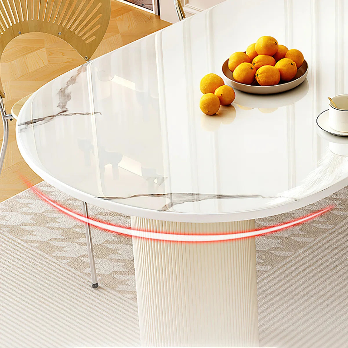 Mira Modern Oval Dining Table | 6 Seater Marble-Inspired Table, image 8