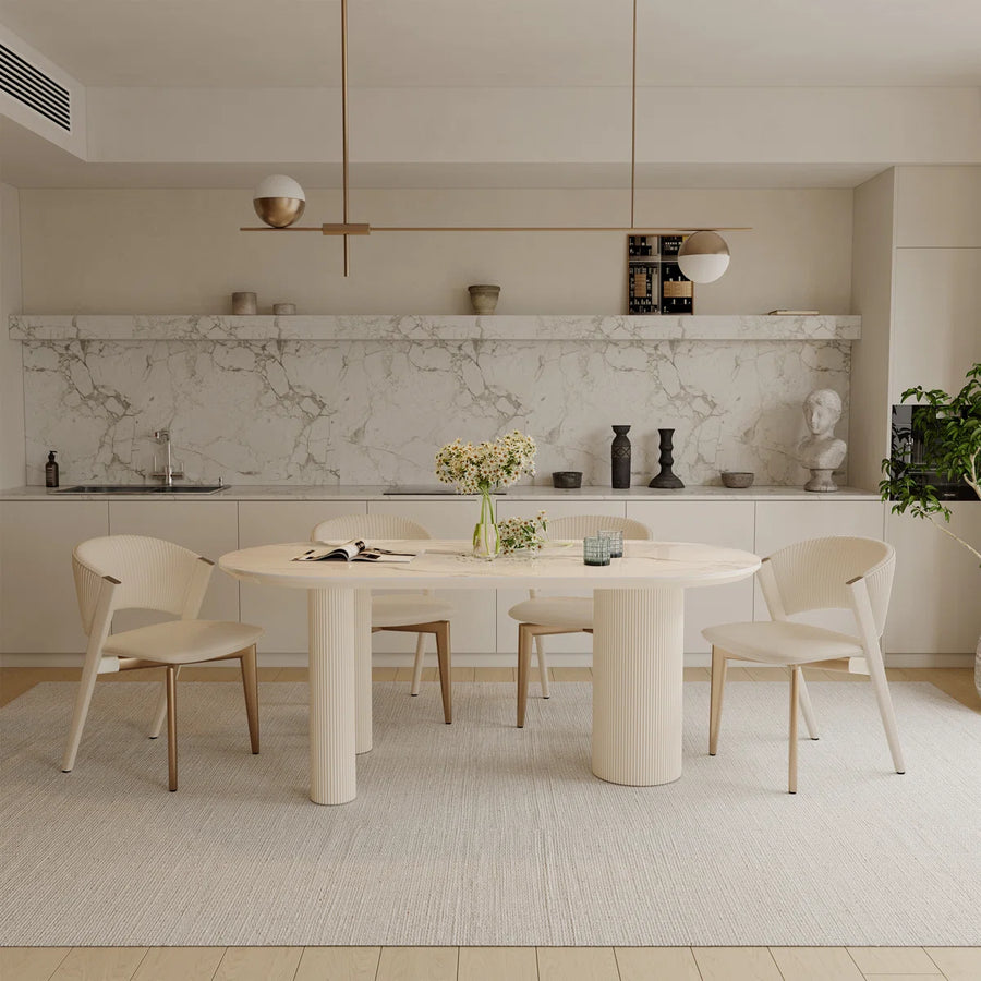 Mira Modern Oval Dining Table | 6 Seater Marble-Inspired Table, image 9