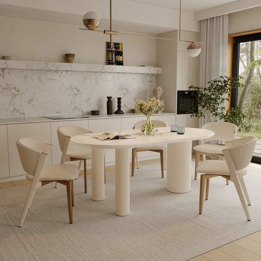 Mira Modern Oval Dining Table | 6 Seater Marble-Inspired Table, image 11