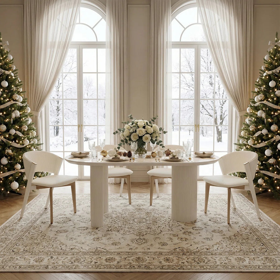 Mira Modern Oval Dining Table | 6 Seater Marble-Inspired Table, image 13