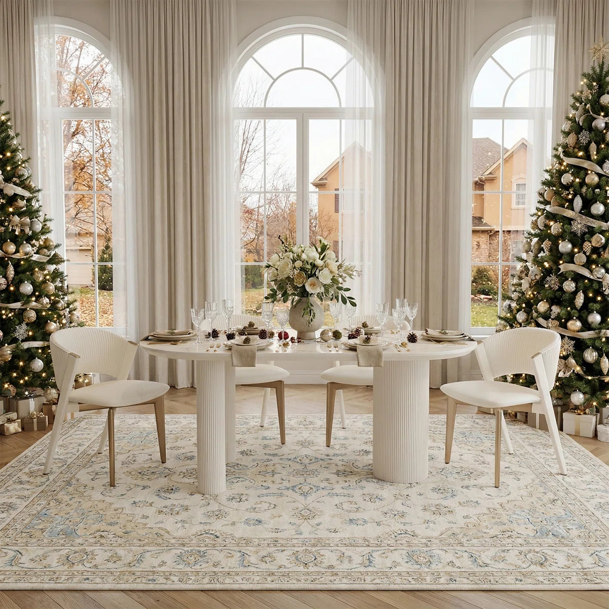 Mira Modern Oval Dining Table | 6 Seater Marble-Inspired Table, image 17