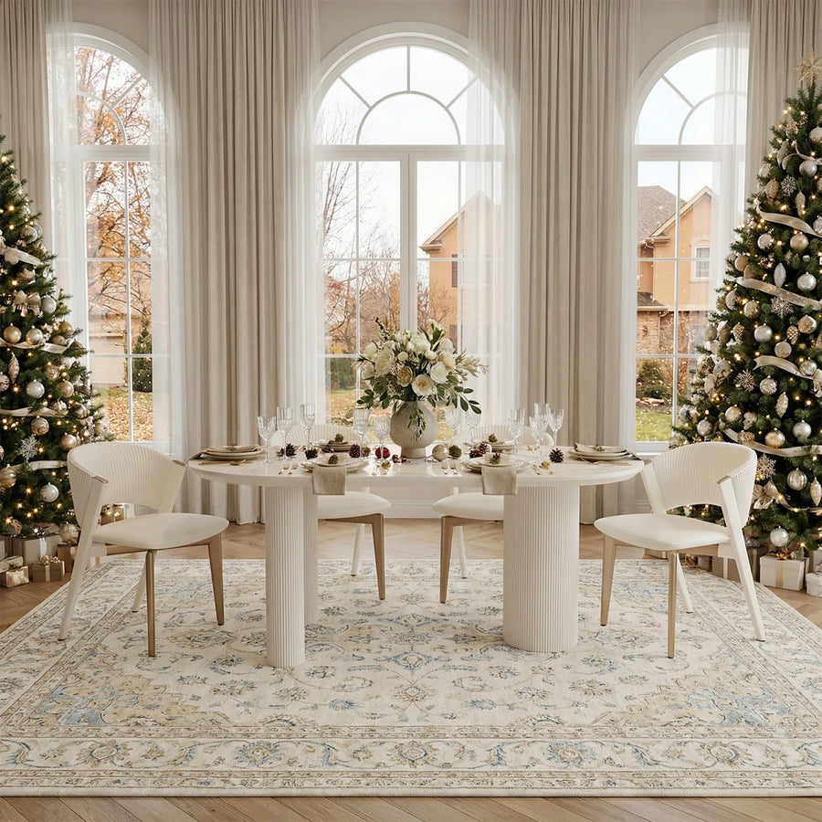 Mira Modern Oval Dining Table | 6 Seater Marble-Inspired Table, image 17