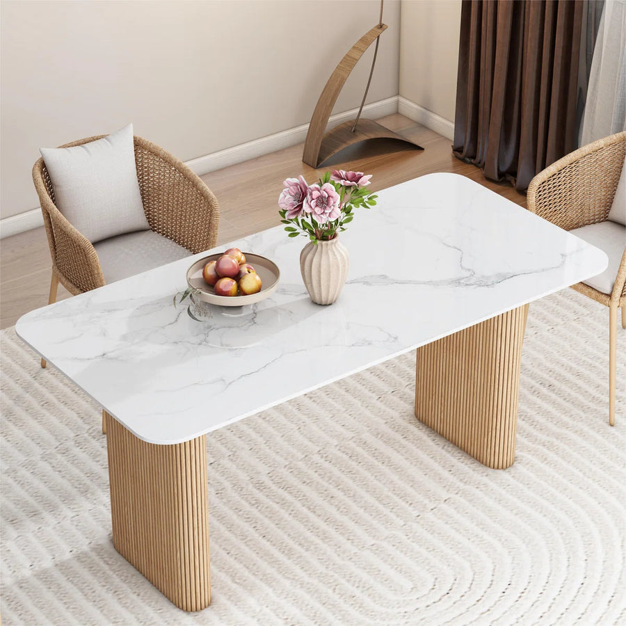 Aro Modern Faux Marble Dining Table | 6 Seater Dining Table
