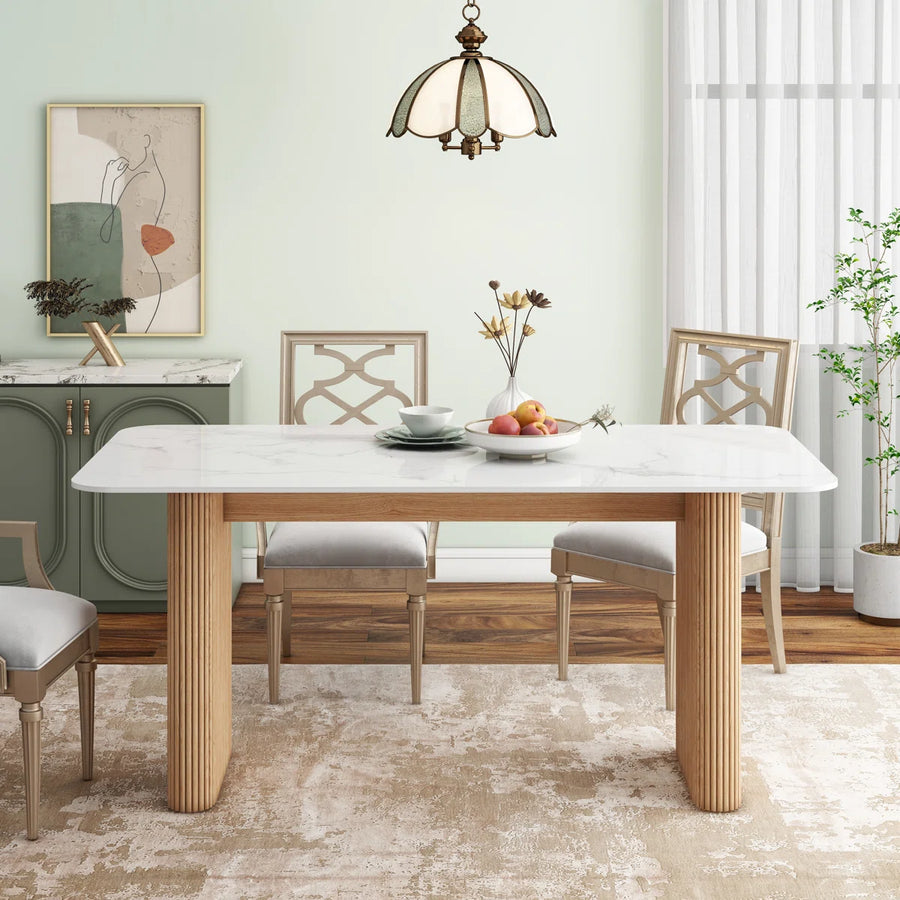 Aro Modern Faux Marble Dining Table | 6 Seater Dining Table, image 5