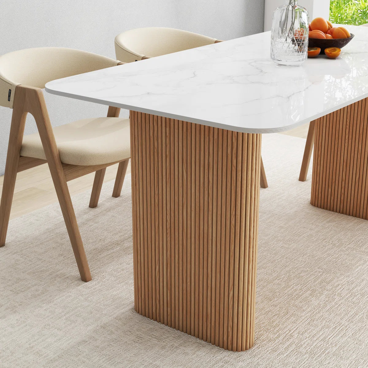 Aro Modern Faux Marble Dining Table | 6 Seater Dining Table, image 6