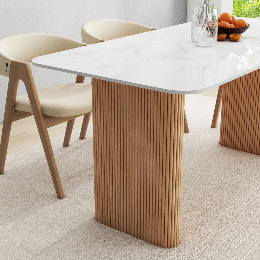 Aro Modern Faux Marble Dining Table | 6 Seater Dining Table, image 6