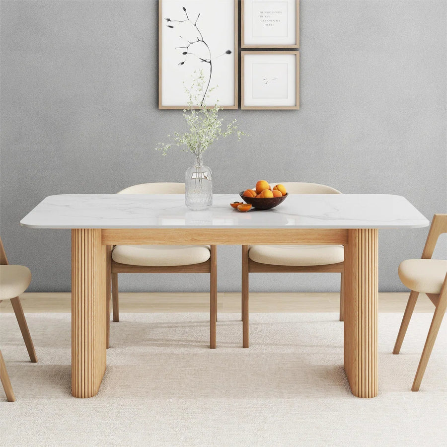 Aro Modern Faux Marble Dining Table | 6 Seater Dining Table, image 8