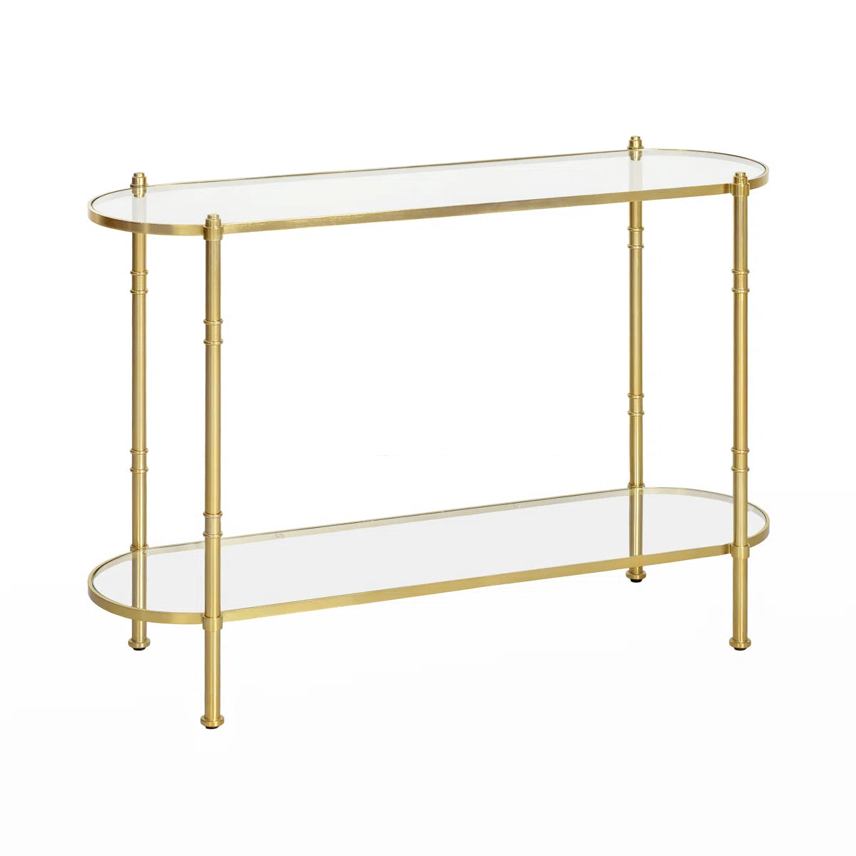 Vireon 48" Modern Stainless Steel & Tempered Glass 2-Tier Console Table, image 6