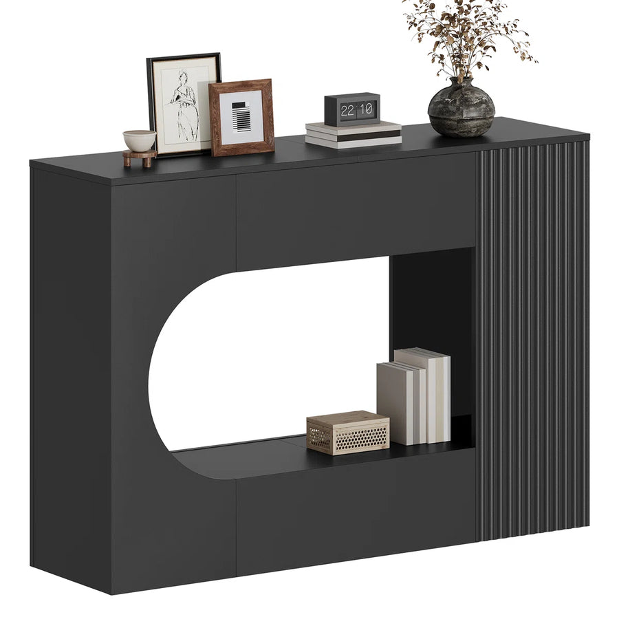 Alvique Modern Wave Console Table | Black 2-Tier Entryway Table, image 6