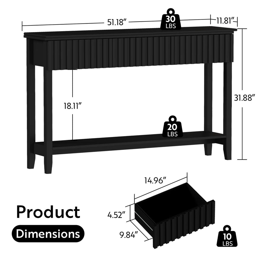 Veyronis Modern 3-Drawer Console Table | Black Entryway Table, image 13