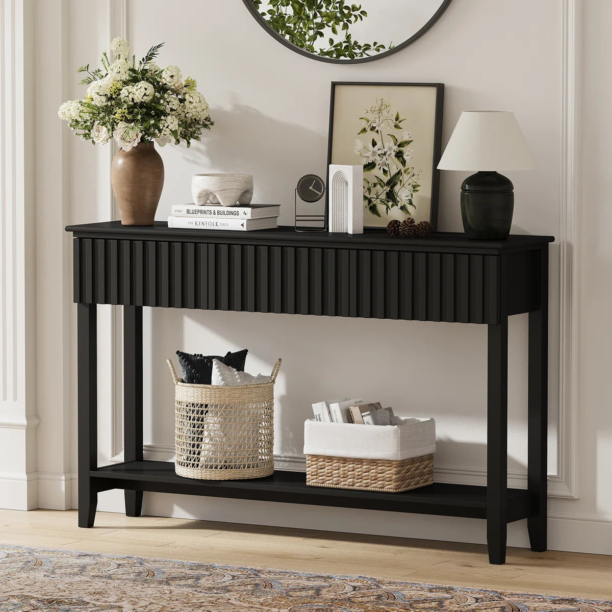 Veyronis Modern 3-Drawer Console Table | Black Entryway Table, image 5