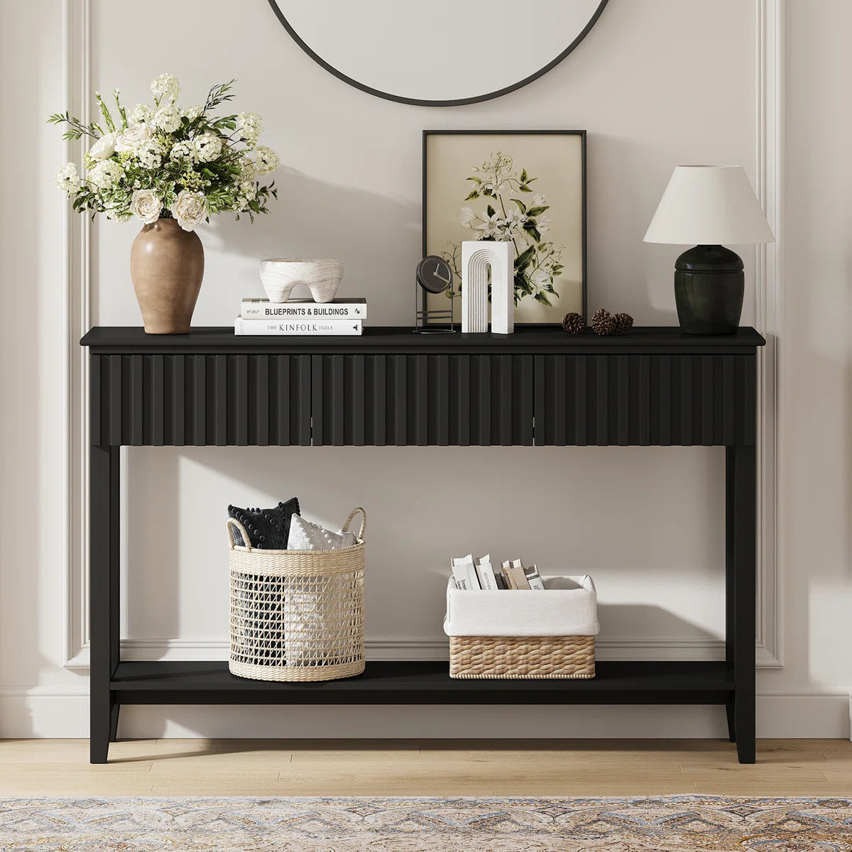 Veyronis Modern 3-Drawer Console Table | Black Entryway Table, image 7