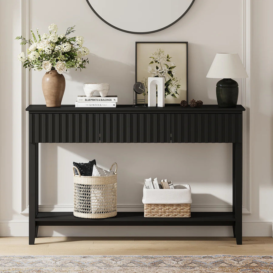 Veyronis Modern 3-Drawer Console Table | Black Entryway Table, image 7