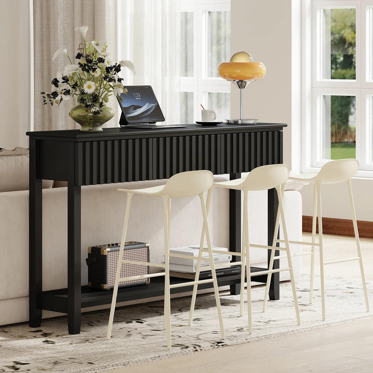 Veyronis Modern 3-Drawer Console Table | Black Entryway Table, image 9