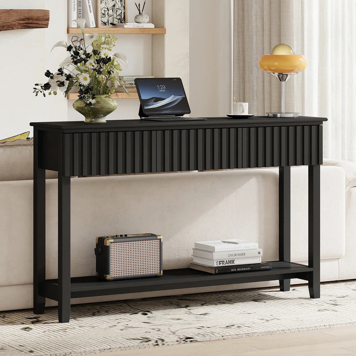 Veyronis Modern 3-Drawer Console Table | Black Entryway Table, image 10