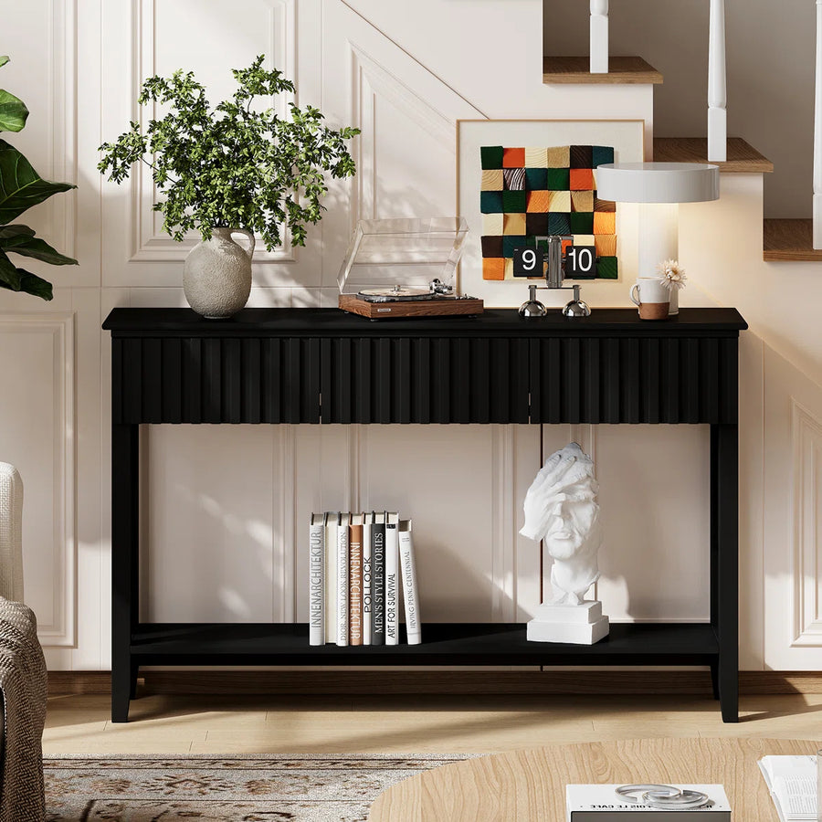 Veyronis Modern 3-Drawer Console Table | Black Entryway Table, image 11