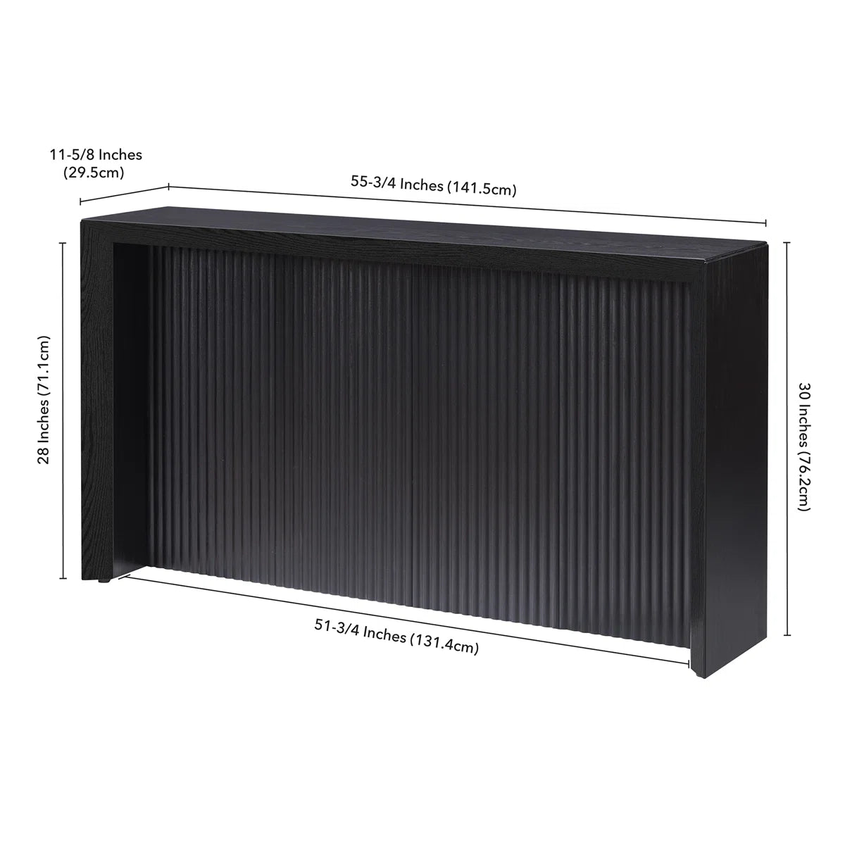 Sorenza Modern Fluted Console Table | Black Grain Entryway Table, image 6