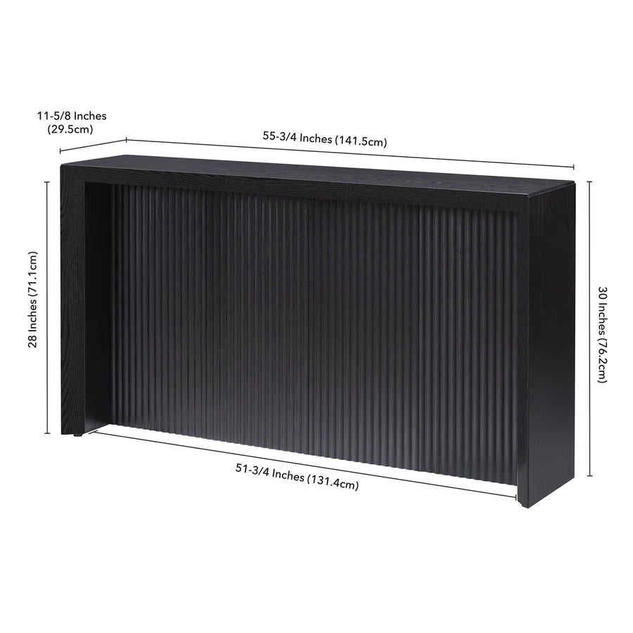 Sorenza Modern Fluted Console Table | Black Grain Entryway Table, image 6
