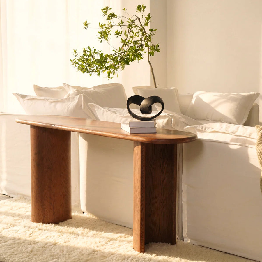 Oryn Modern White Oak Console Table | Brown Oak Entryway Table, image 2