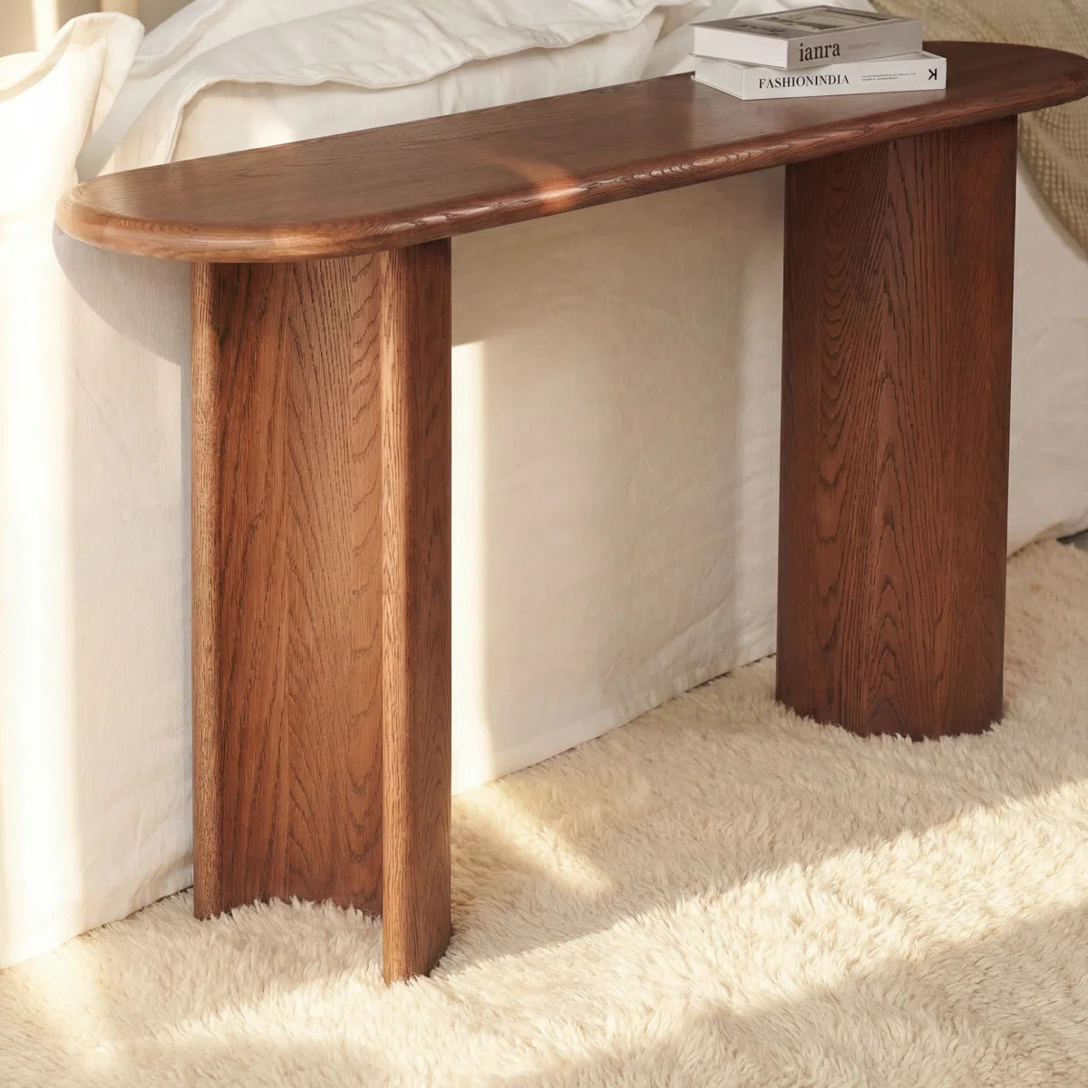 Oryn Modern White Oak Console Table | Brown Oak Entryway Table, image 3